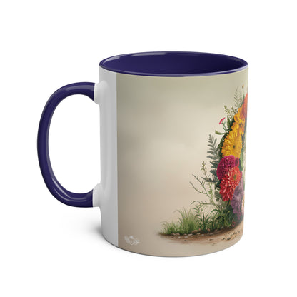 Floral Fantasy Two-Tone Ceramic Mug with Letter G Dark Blue-02