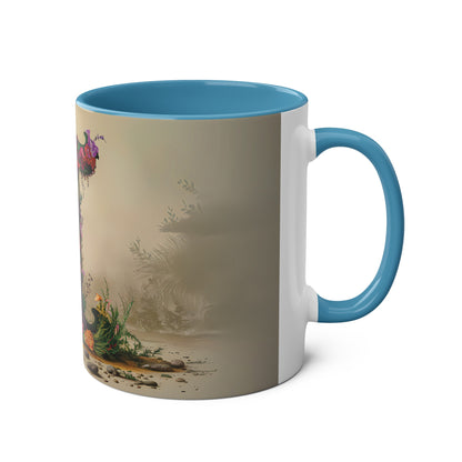 Floral Fantasy Two-Tone Ceramic Mug with Letter I Blue-03