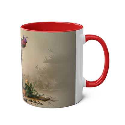 Floral Fantasy Two-Tone Ceramic Mug with Letter I Red-03