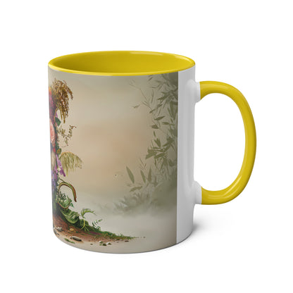 Floral Fantasy Two-Tone Ceramic Mug with Letter J Yellow-03