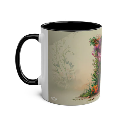 Floral Fantasy Two-Tone Ceramic Mug with Letter K-02