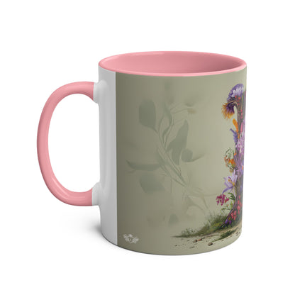 Floral Fantasy Two-Tone Ceramic Mug with Letter L Pink-02