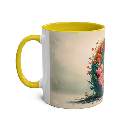 Floral Fantasy Two-Tone Ceramic Mug with Letter O Yellow-02