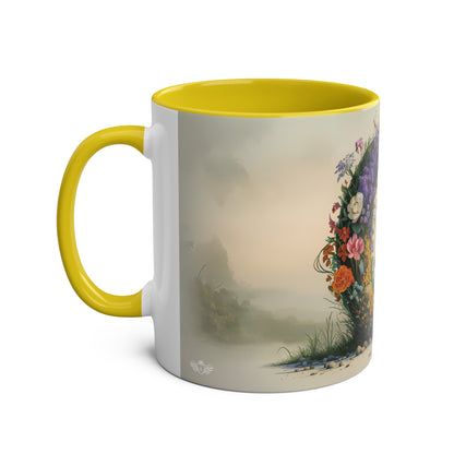 Floral Fantasy Two-Tone Ceramic Mug with Letter Q Yellow-02