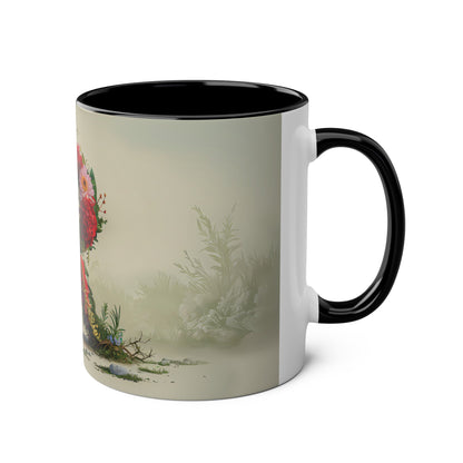 Floral Fantasy Two-Tone Ceramic Mug with Letter R Black-03