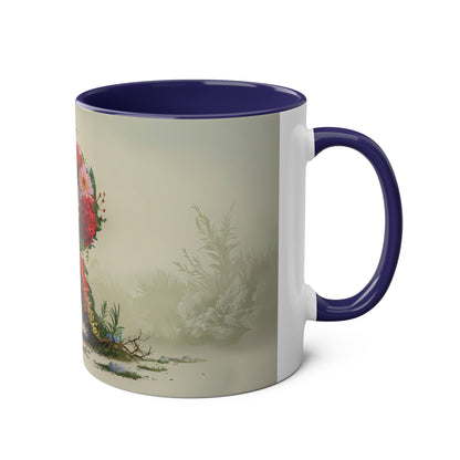 Floral Fantasy Two-Tone Ceramic Mug with Letter R Dark Blue-03