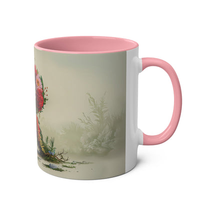 Floral Fantasy Two-Tone Ceramic Mug with Letter R Pink-03