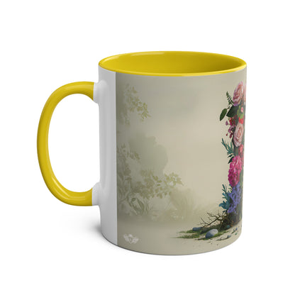 Floral Fantasy Two-Tone Ceramic Mug with Letter R Yellow-02