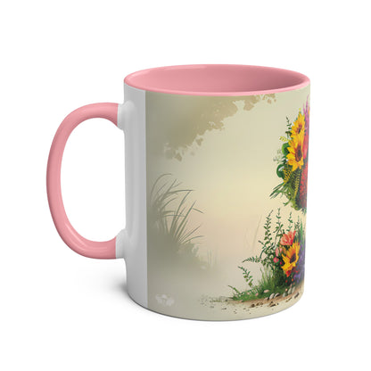 Floral Fantasy Two-Tone Ceramic Mug with Letter S Pink-02