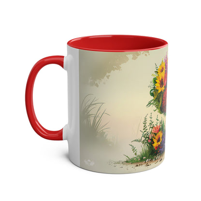 Floral Fantasy Two-Tone Ceramic Mug with Letter S Red-02