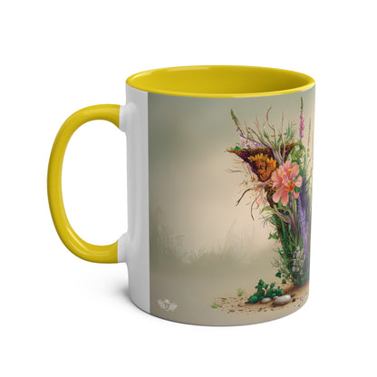 Floral Fantasy Two-Tone Ceramic Mug with Letter W Yellow-02