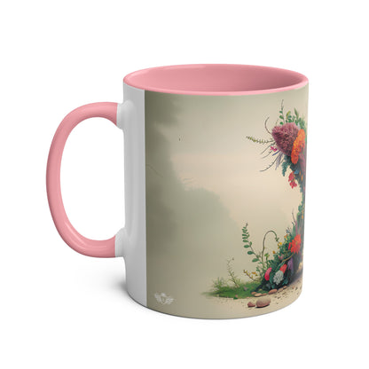 Floral Fantasy Two-Tone Ceramic Mug with Letter X Pink-02