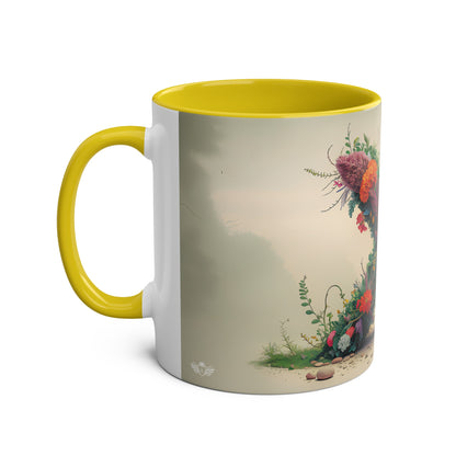 Floral Fantasy Two-Tone Ceramic Mug with Letter X Yellow-02