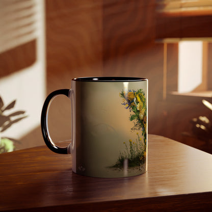 Floral Fantasy Two-Tone Ceramic Mug with Letter Y Black-04