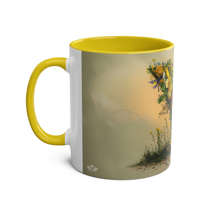 Floral Fantasy Two-Tone Ceramic Mug with Letter Y Yellow-02