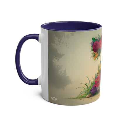 Floral Fantasy Two-Tone Ceramic Mug with Letter Z Dark Blue-02