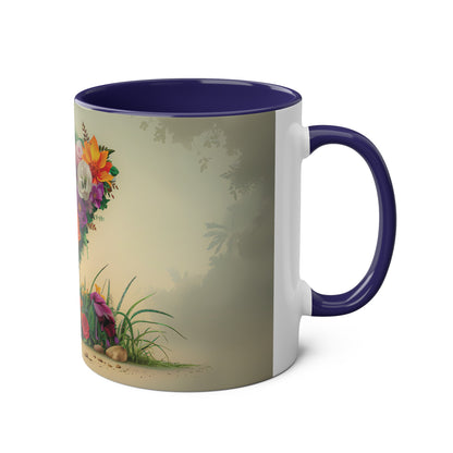 Floral Fantasy Two-Tone Ceramic Mug with Letter Z Dark Blue-03