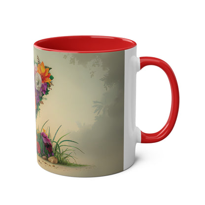 Floral Fantasy Two-Tone Ceramic Mug with Letter Z Red-03