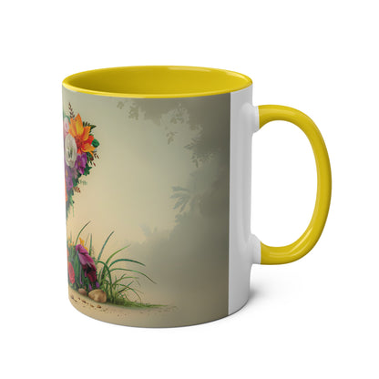 Floral Fantasy Two-Tone Ceramic Mug with Letter Z Yellow-03