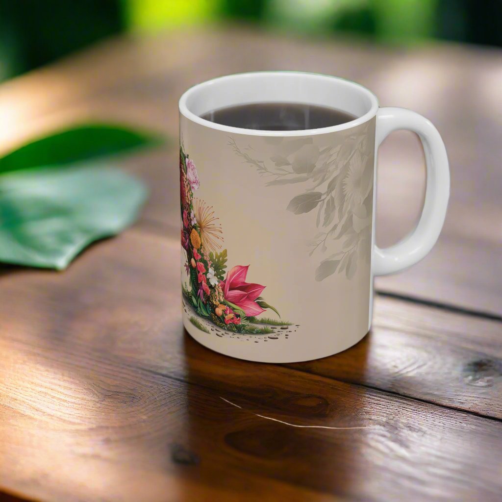 Flower Fantasy Ceramic Mug with Letter A - 05