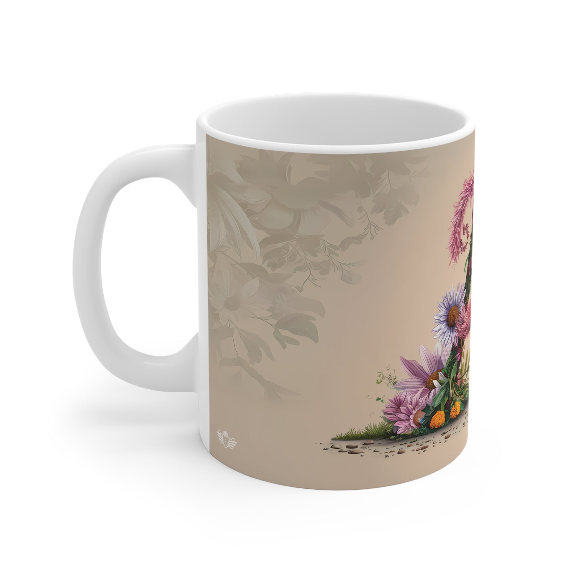 Flower Fantasy Ceramic Mug with Letter A - 02