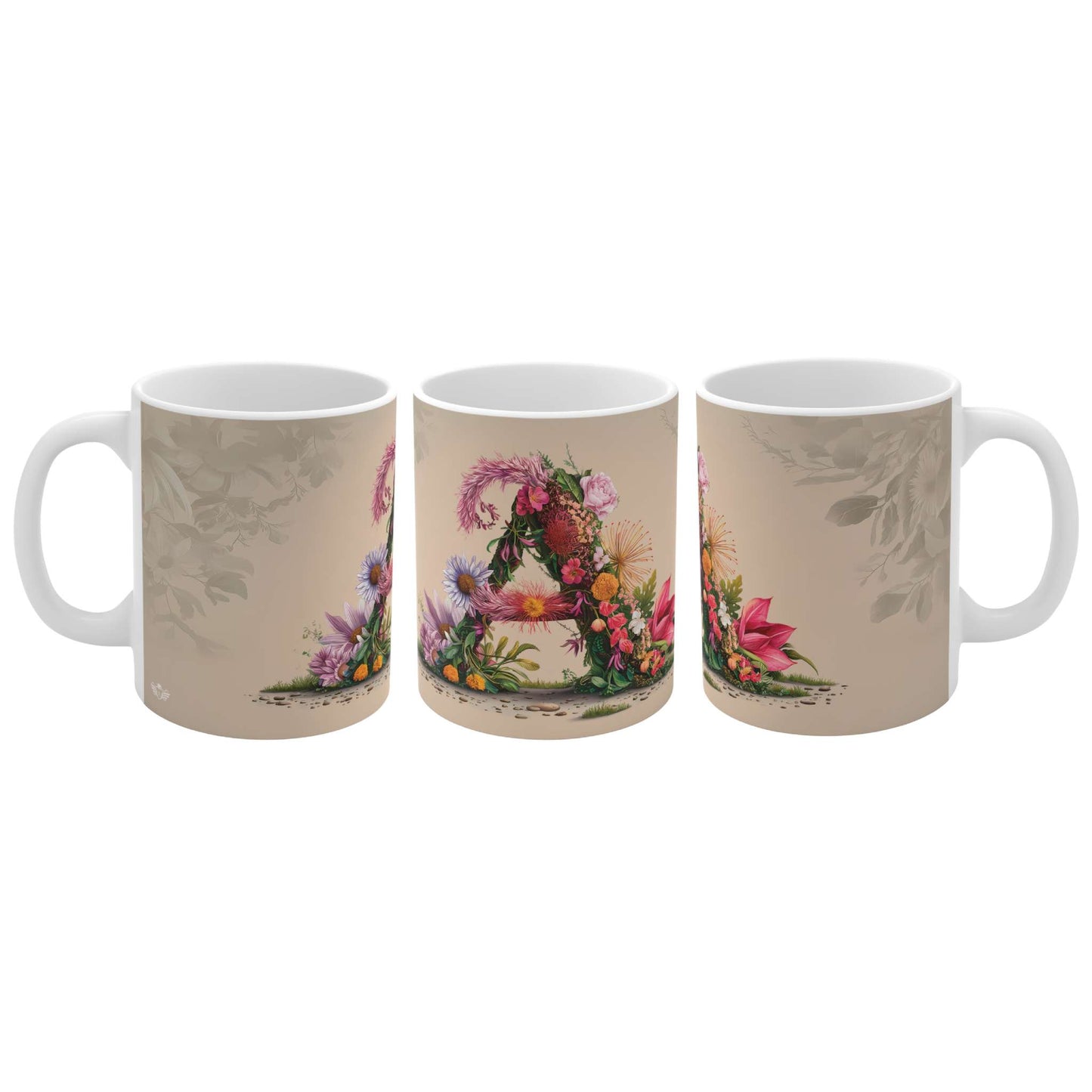 Flower Fantasy Ceramic Mug with Letter A - 04