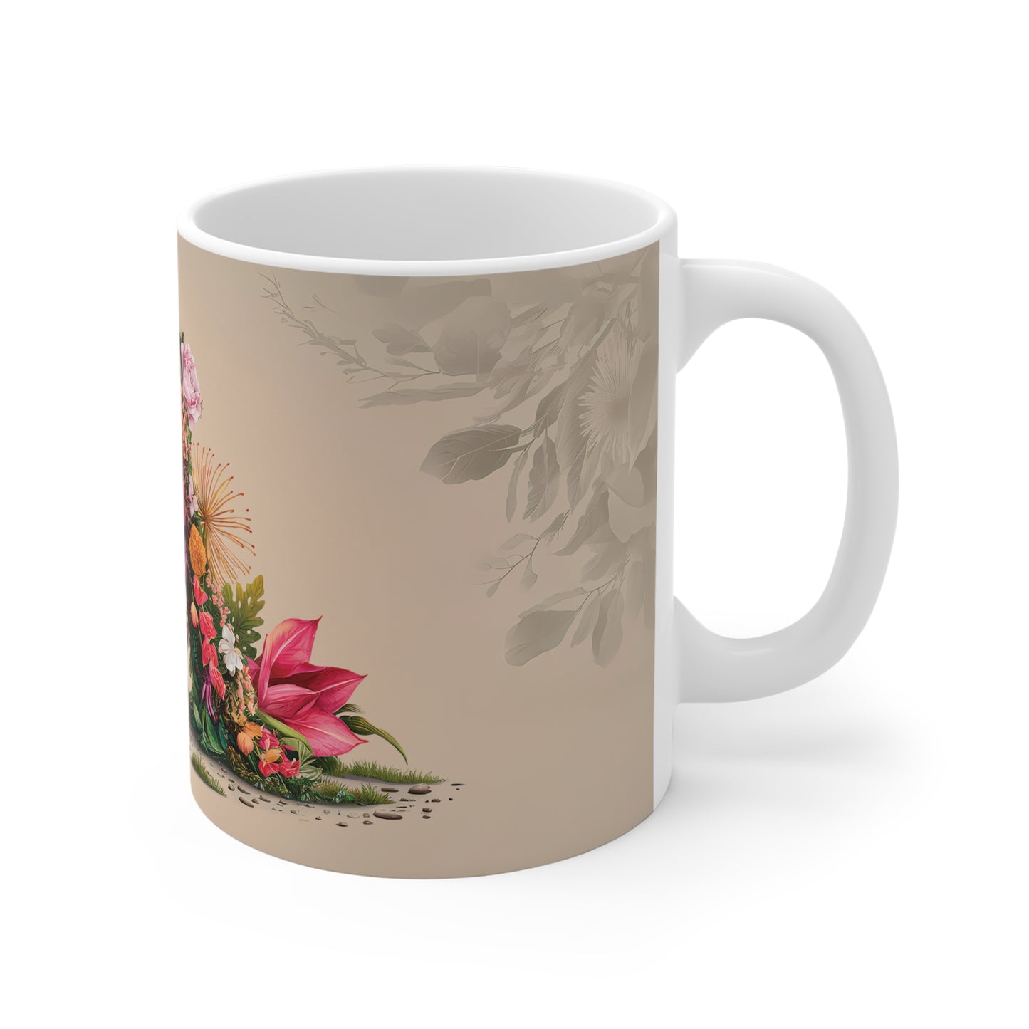 Flower Fantasy Ceramic Mug with Letter A - 03