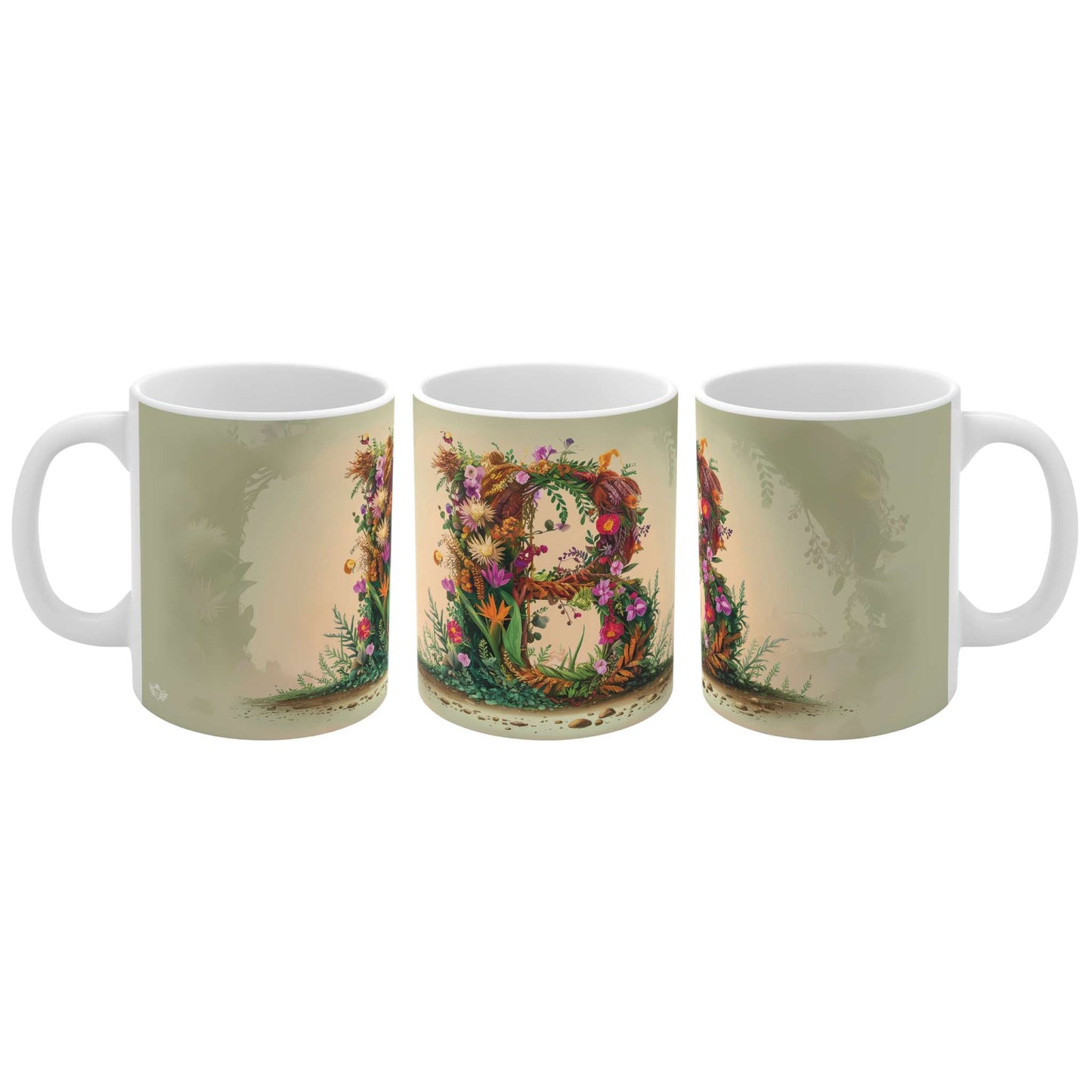 Flower Fantasy Ceramic Mug with Letter B - 04