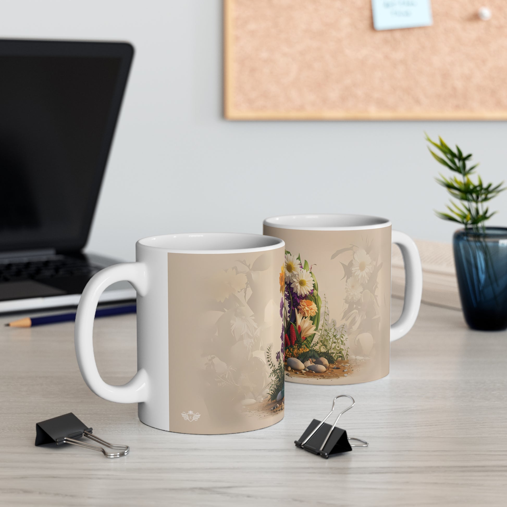 Flower Fantasy Ceramic Mug with Letter D - 06