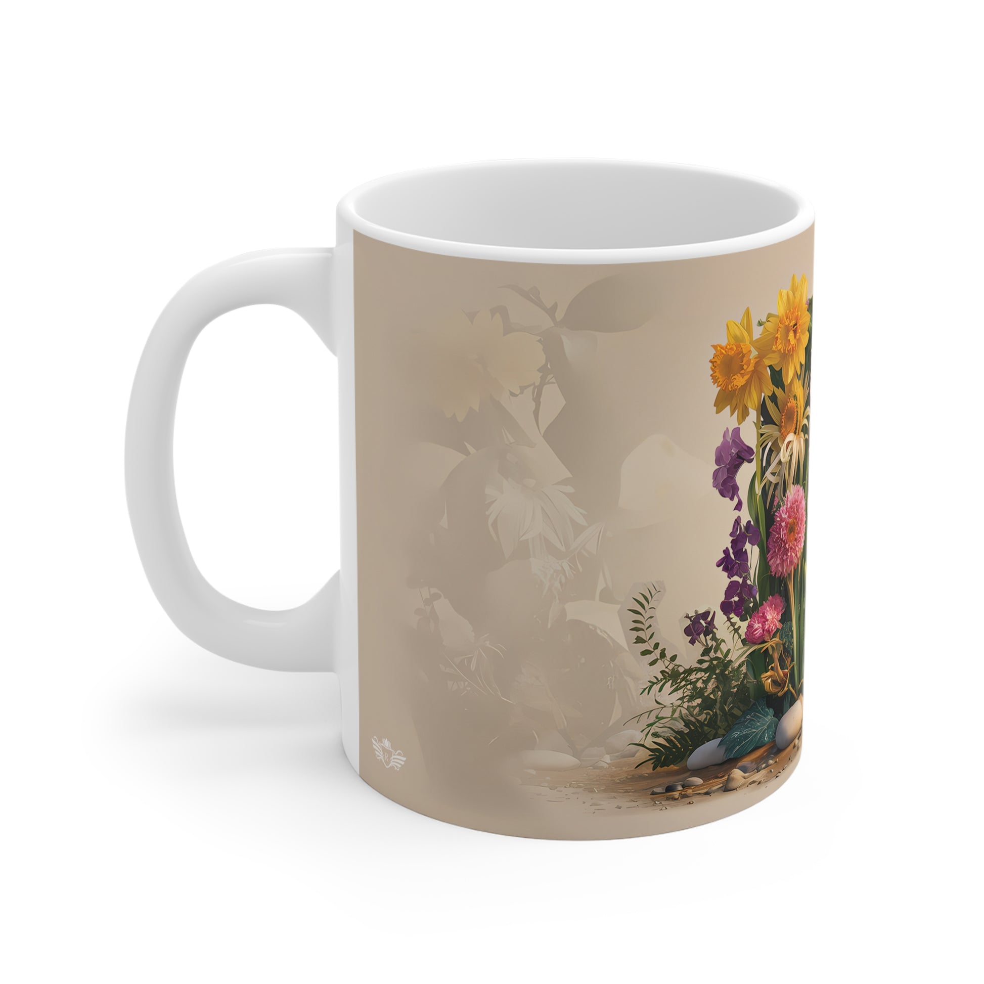 Flower Fantasy Ceramic Mug with Letter D - 02