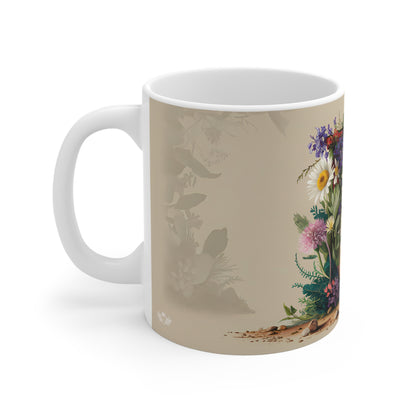 Flower Fantasy Ceramic Mug with Letter E - 02