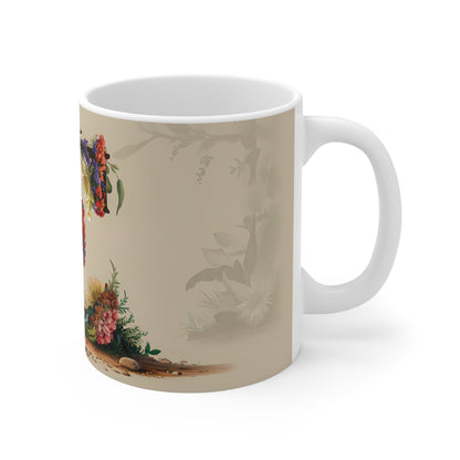 Flower Fantasy Ceramic Mug with Letter E - 03