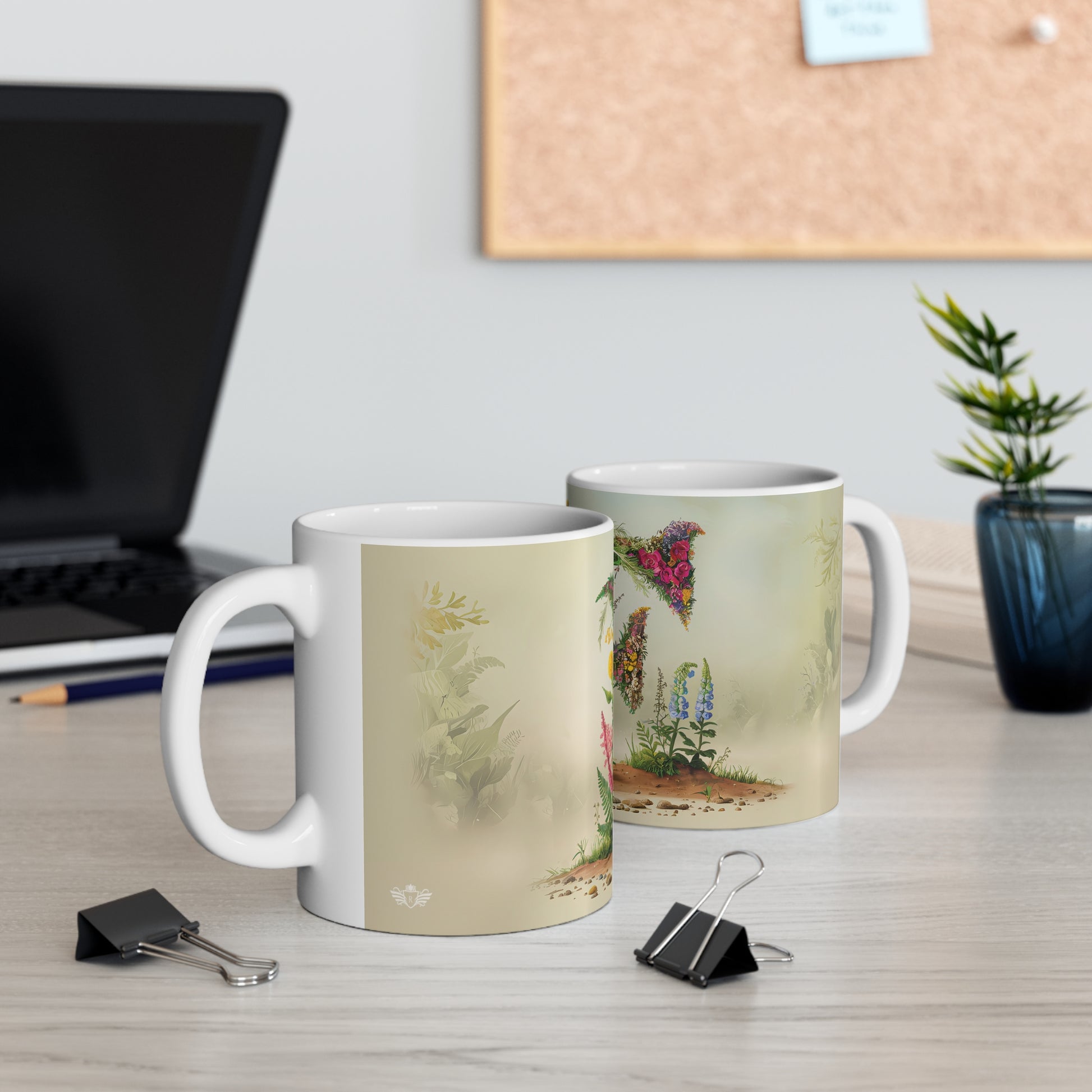 Flower Fantasy Ceramic Mug with Letter F - 06