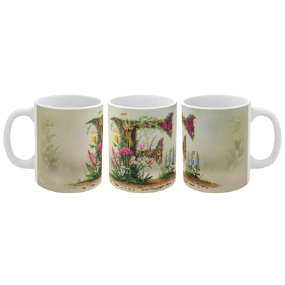 Flower Fantasy Ceramic Mug with Letter F - 04