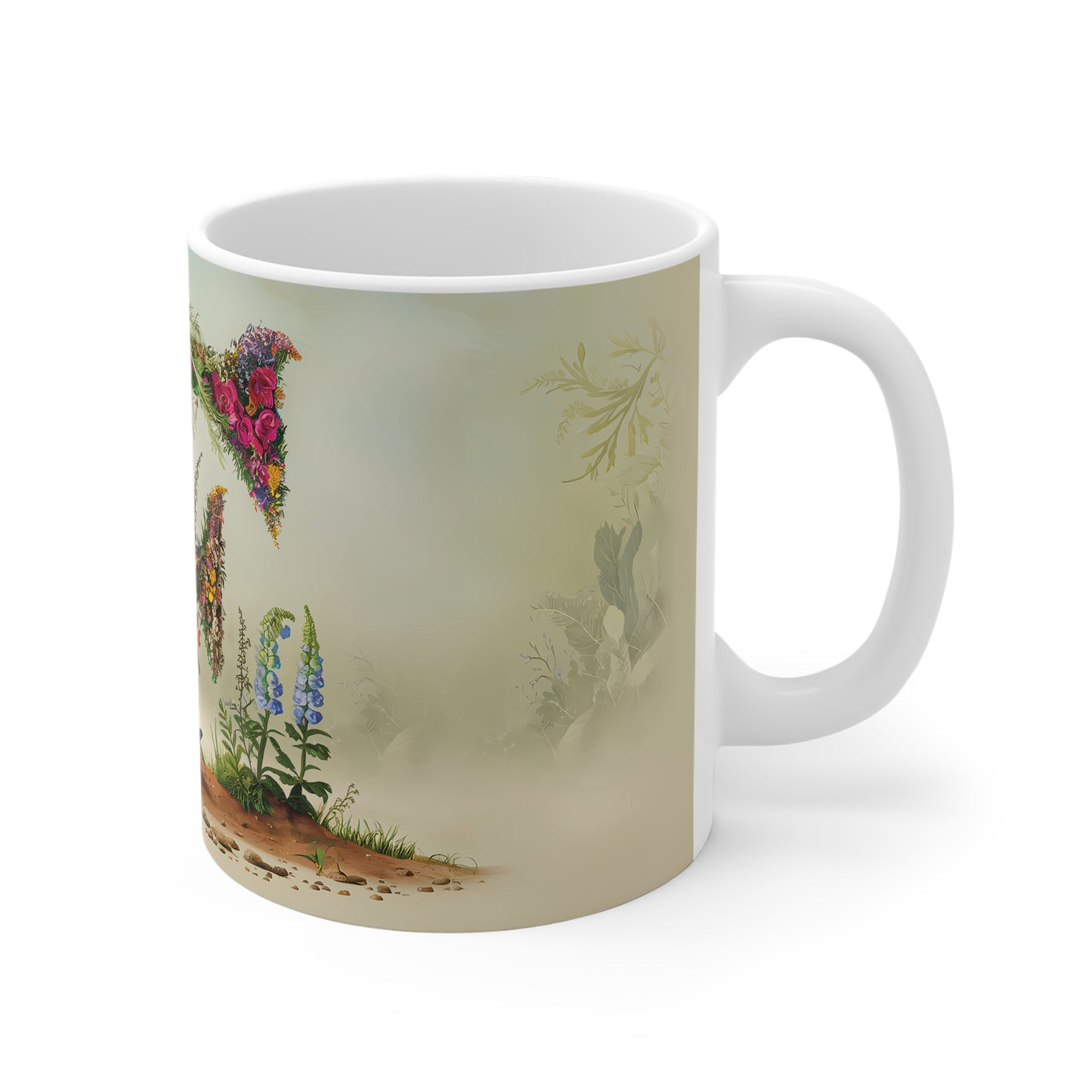 Flower Fantasy Ceramic Mug with Letter F - 03