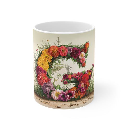 Flower Fantasy Ceramic Mug with Letter G - 01