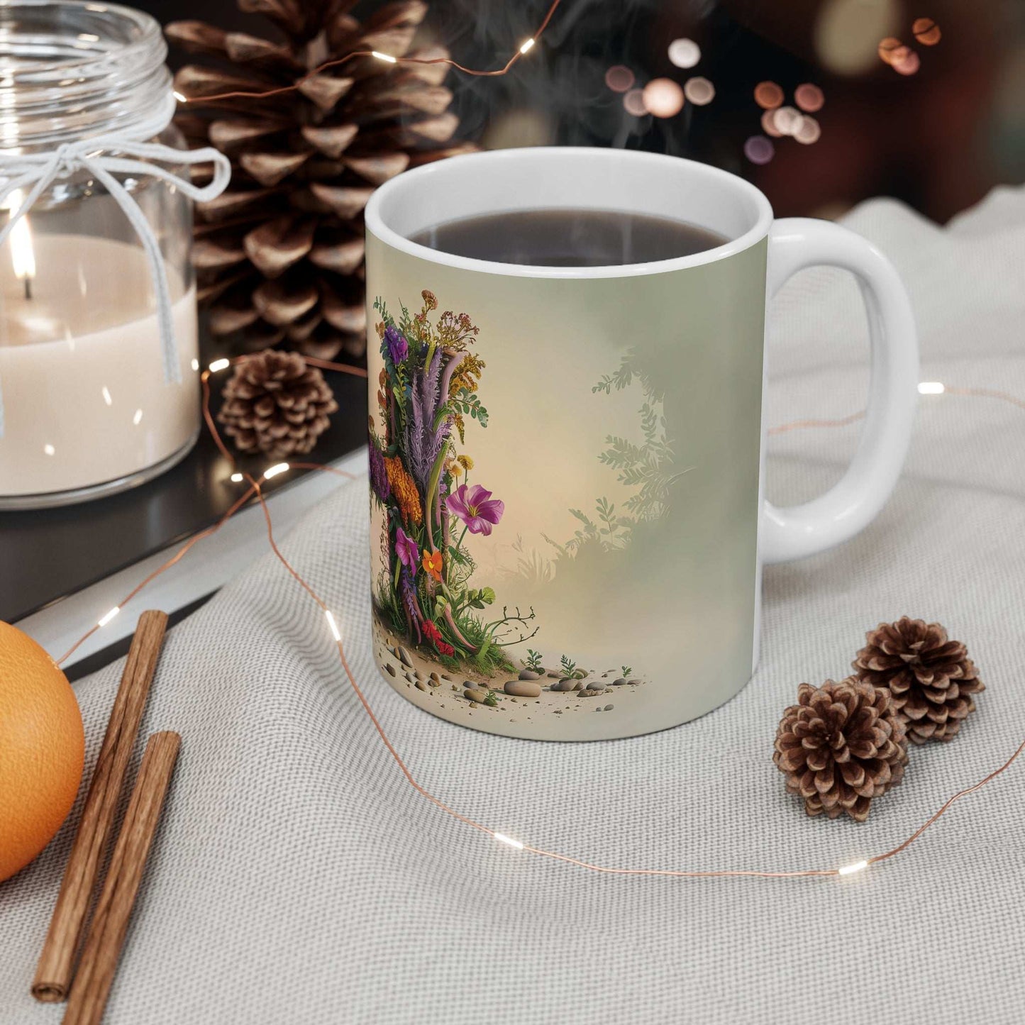Flower Fantasy Ceramic Mug with Letter H - 02