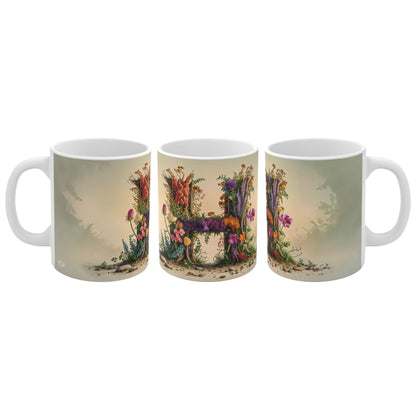 Flower Fantasy Ceramic Mug with Letter H - 04