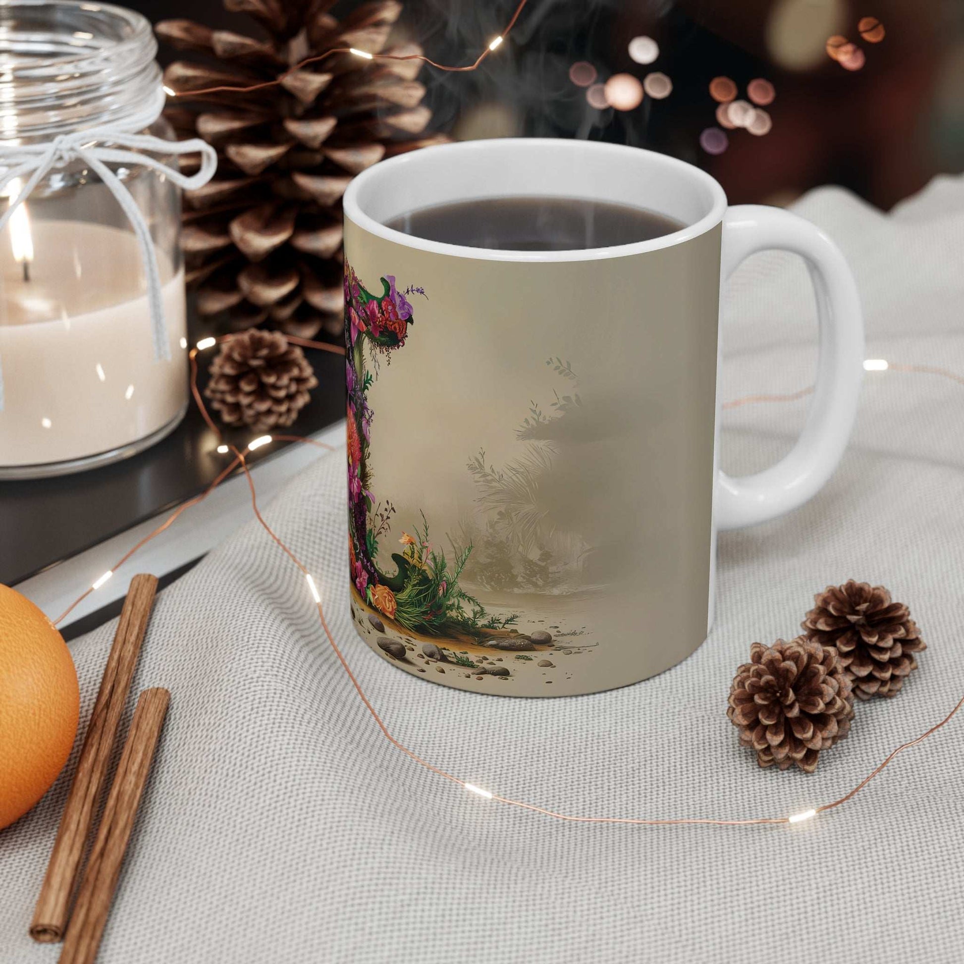 Flower Fantasy Ceramic Mug with Letter I - 05