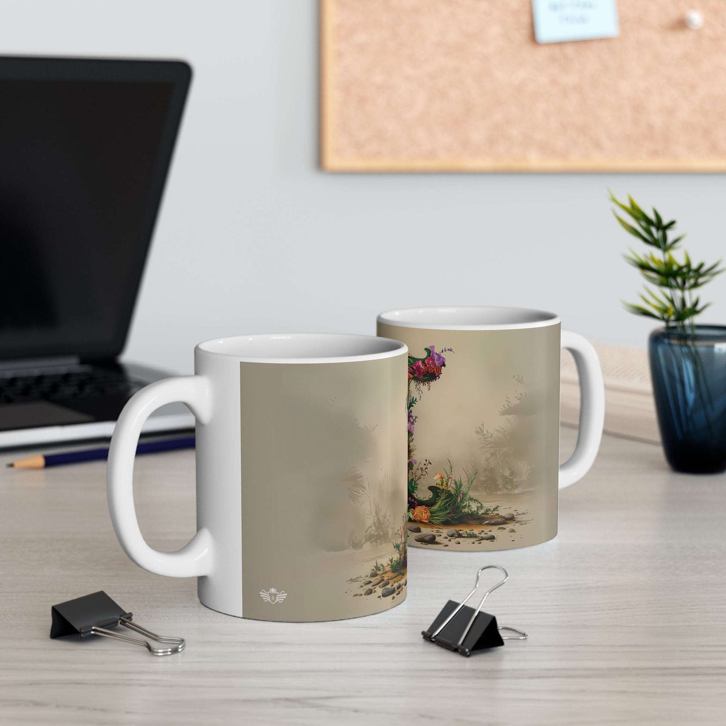 Flower Fantasy Ceramic Mug with Letter I - 06