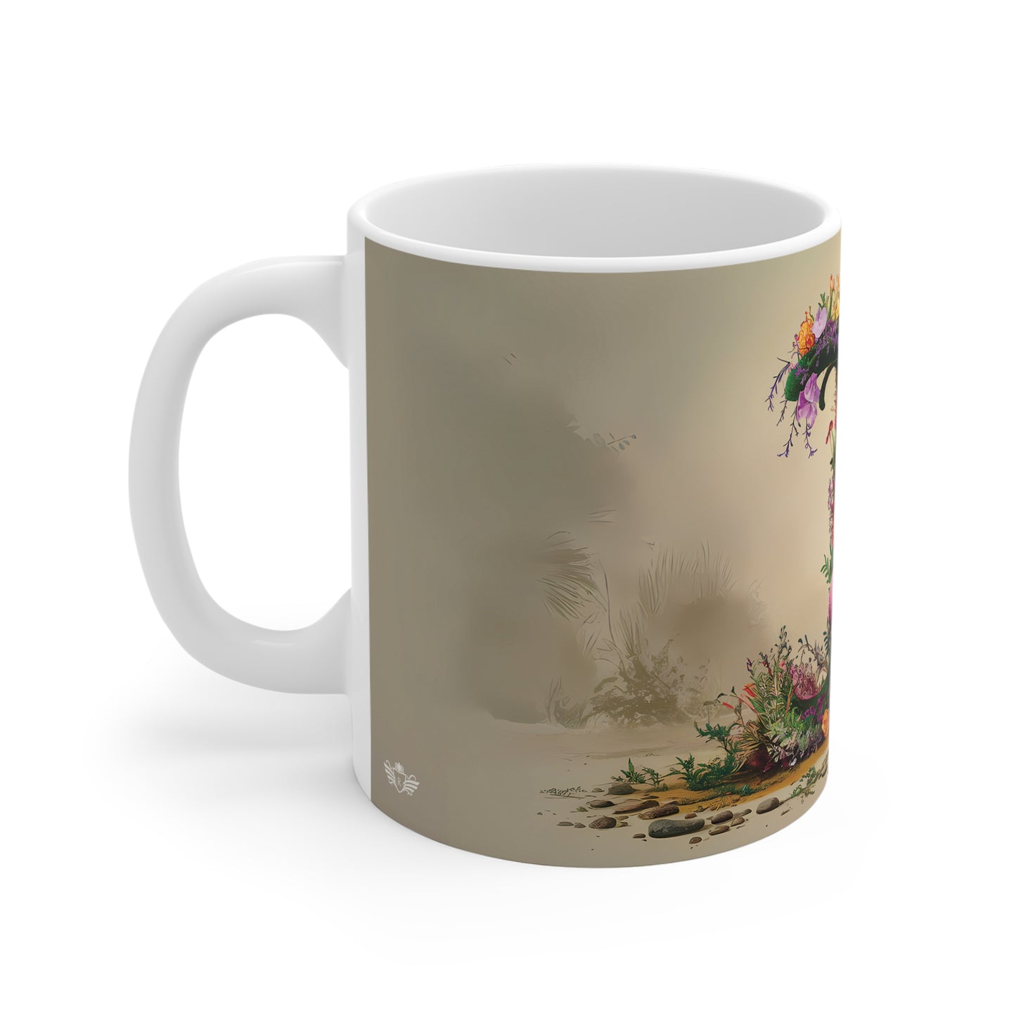 Flower Fantasy Ceramic Mug with Letter I - 02