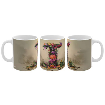 Flower Fantasy Ceramic Mug with Letter I - 04