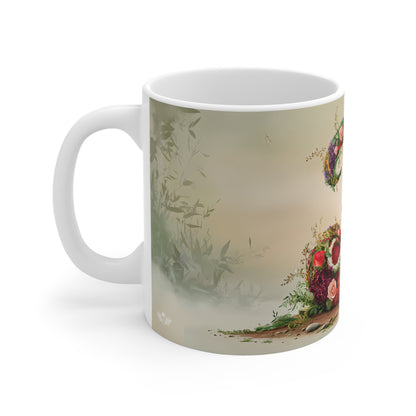 Flower Fantasy Ceramic Mug with Letter J - 02