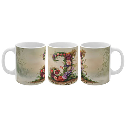 Flower Fantasy Ceramic Mug with Letter J - 04