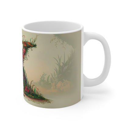 Flower Fantasy Ceramic Mug with Letter K - 03