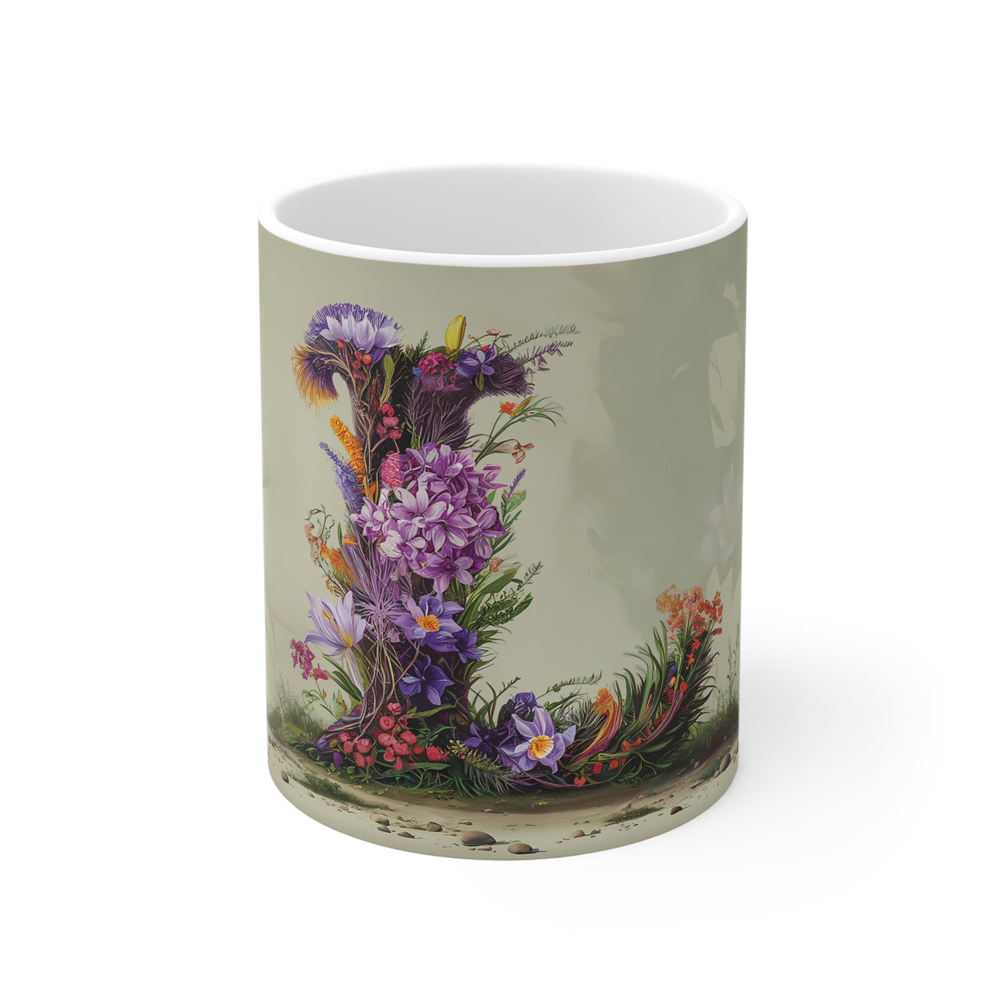 Flower Fantasy Ceramic Mug with Letter L - 01