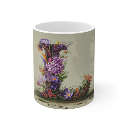 Flower Fantasy Ceramic Mug with Letter L - 01
