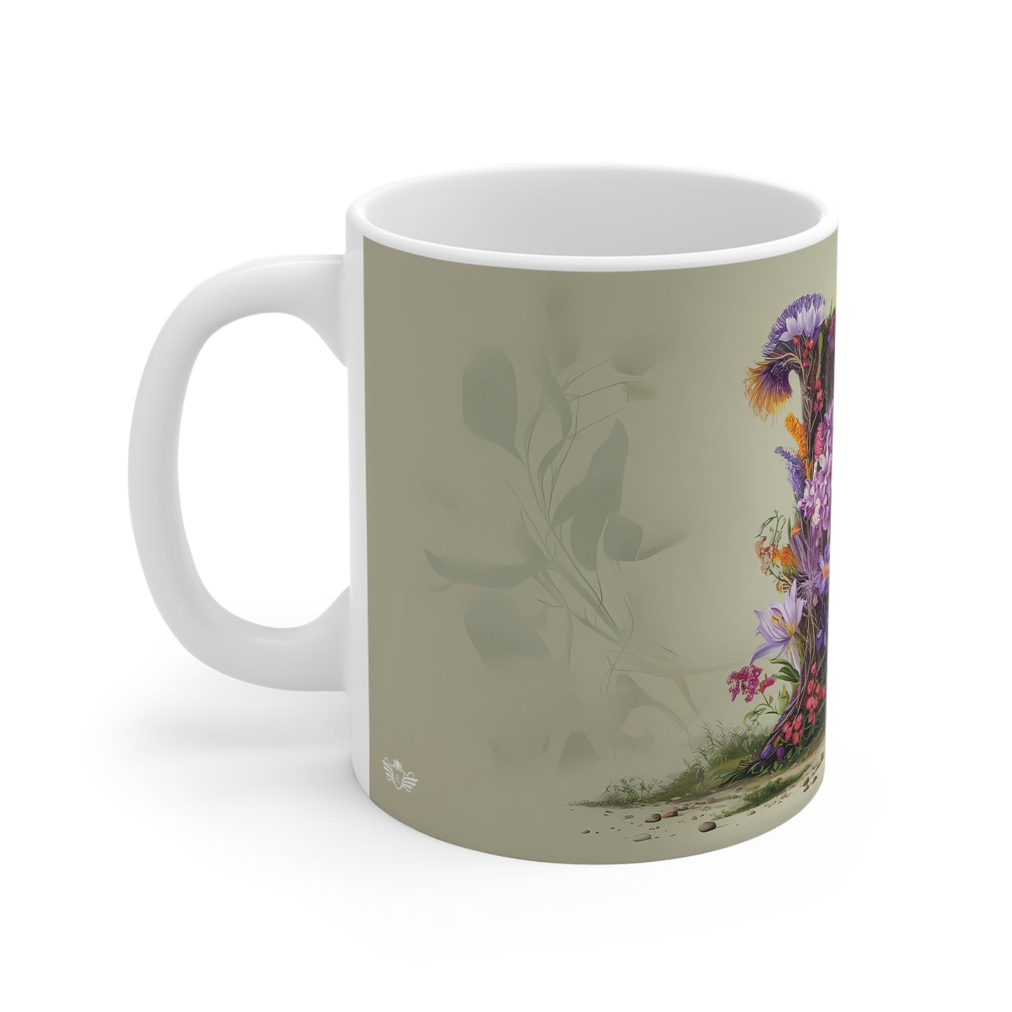 Flower Fantasy Ceramic Mug with Letter L - 02