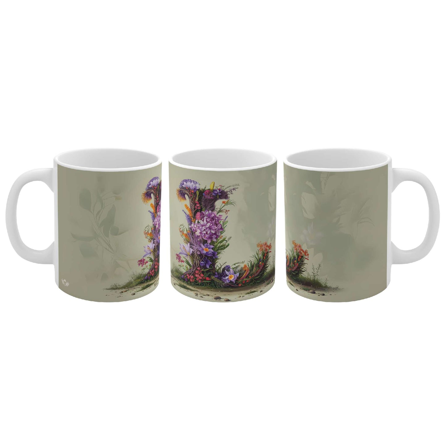 Flower Fantasy Ceramic Mug with Letter L - 04