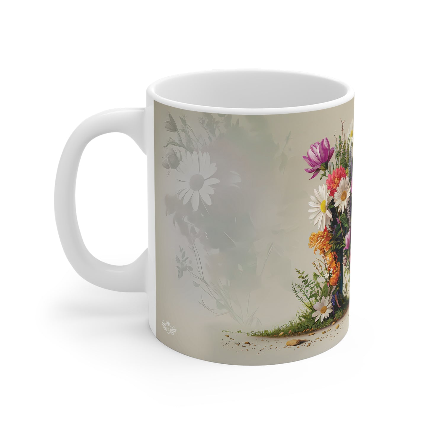 Flower Fantasy Ceramic Mug with Letter M - 02